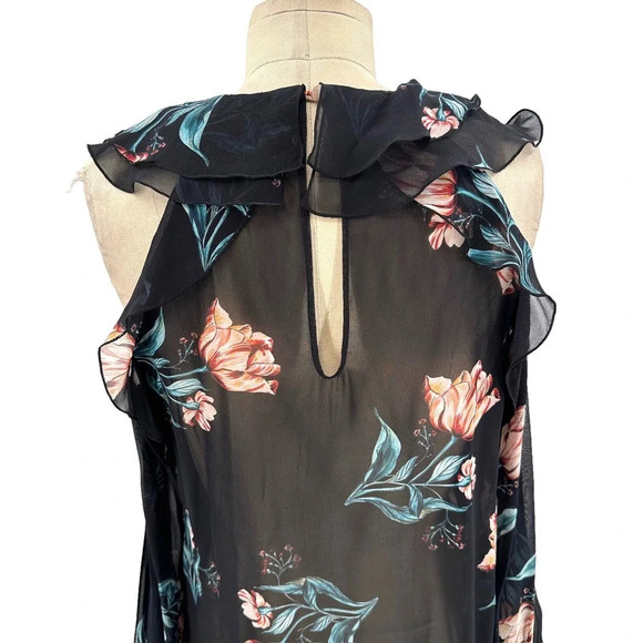 NICHOLAS Piper‎ Floral Cold Shoulder Blouse Floral Print Black Size US 4 - Picture 9 of 13